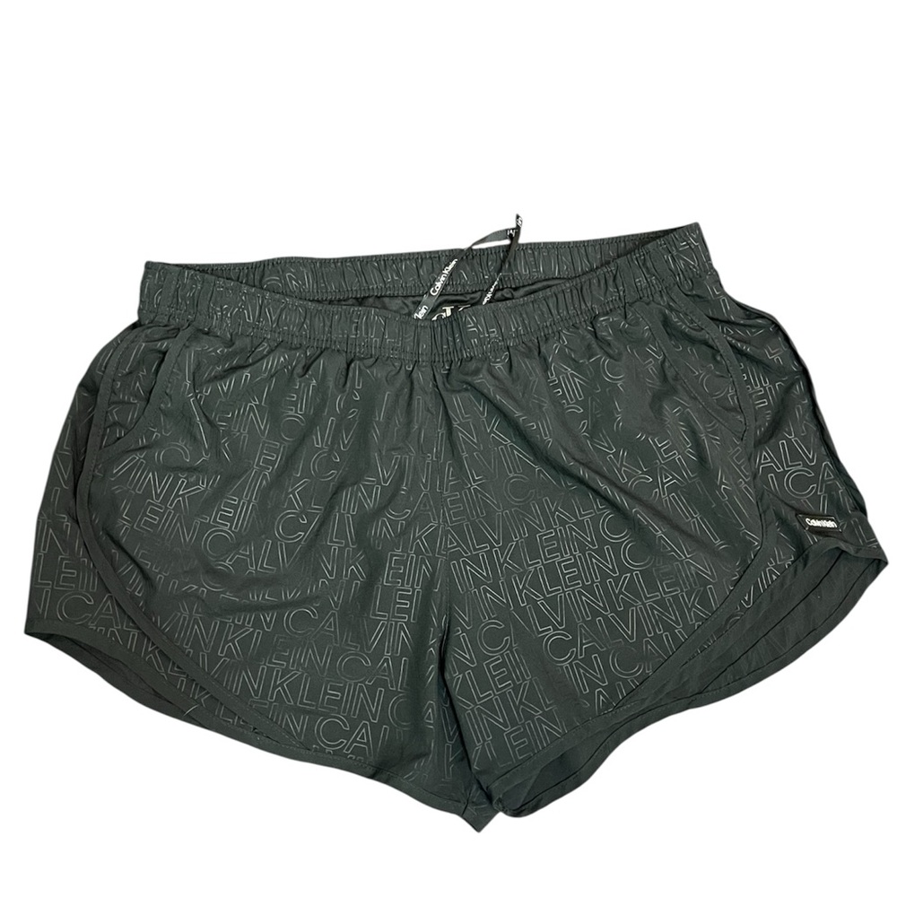 NWOT Calvin Klein Running Shorts Debossed Framework Black Pattern Women XL